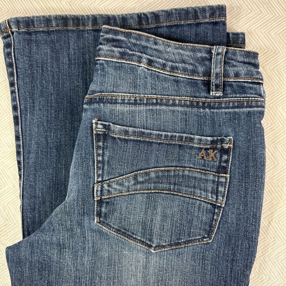 AK Anne Klein Women's 4 Blue Denim Jeans Flare Leg Double Front Pocket 27X30.5